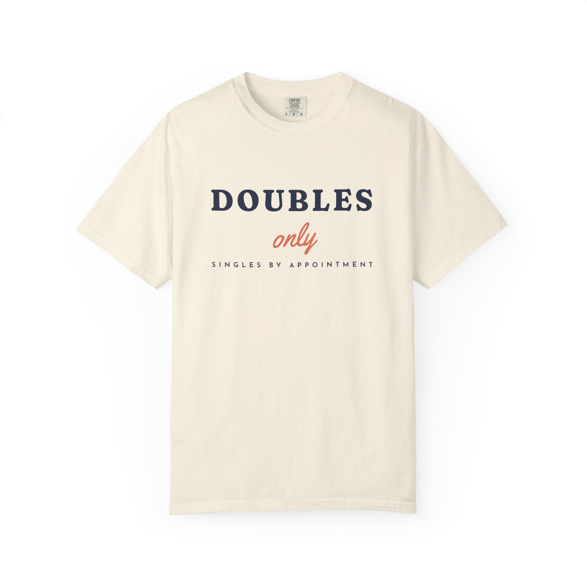 Doubles Only Tee in Ivory, front view