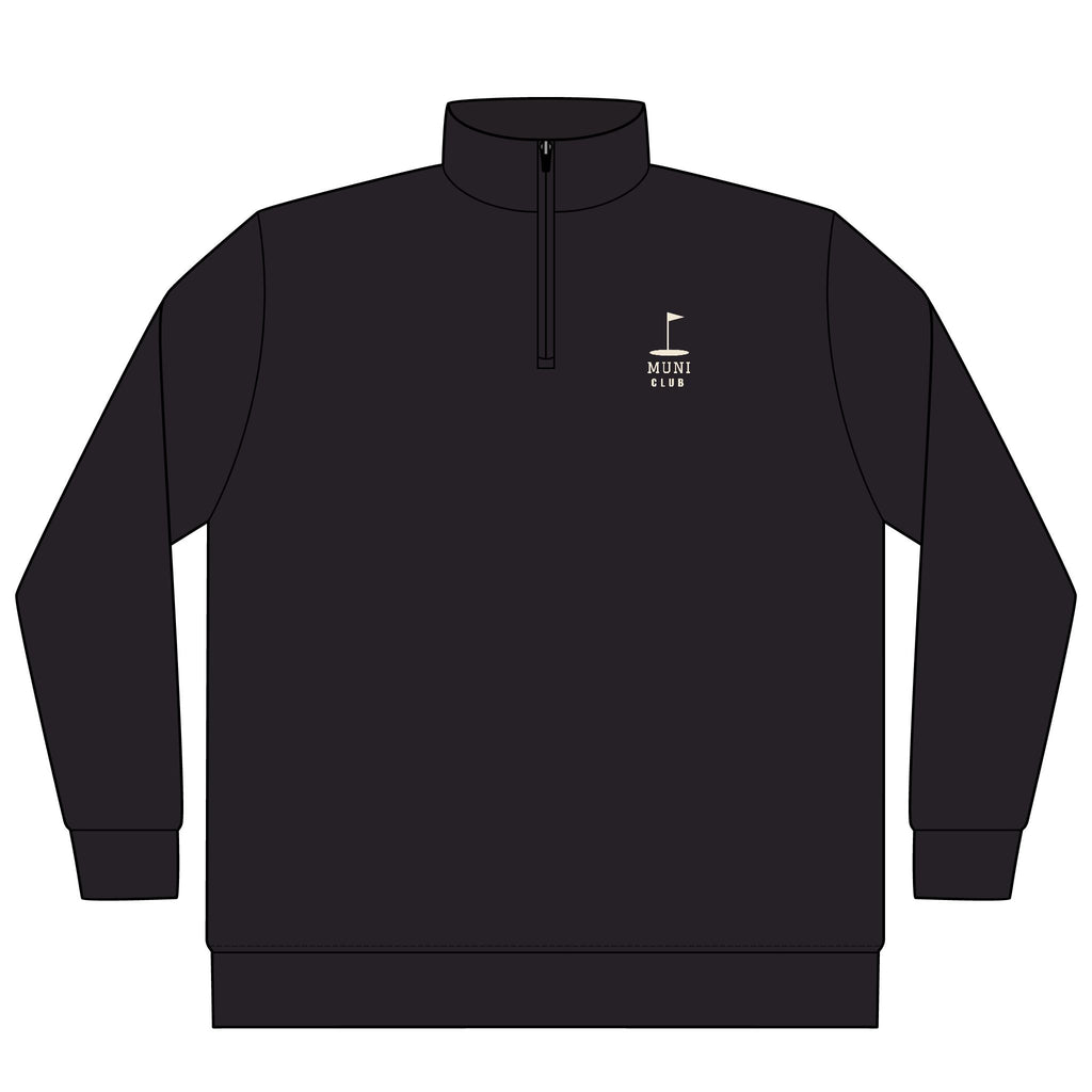 Muni Club Quarter-Zip in Black, front view