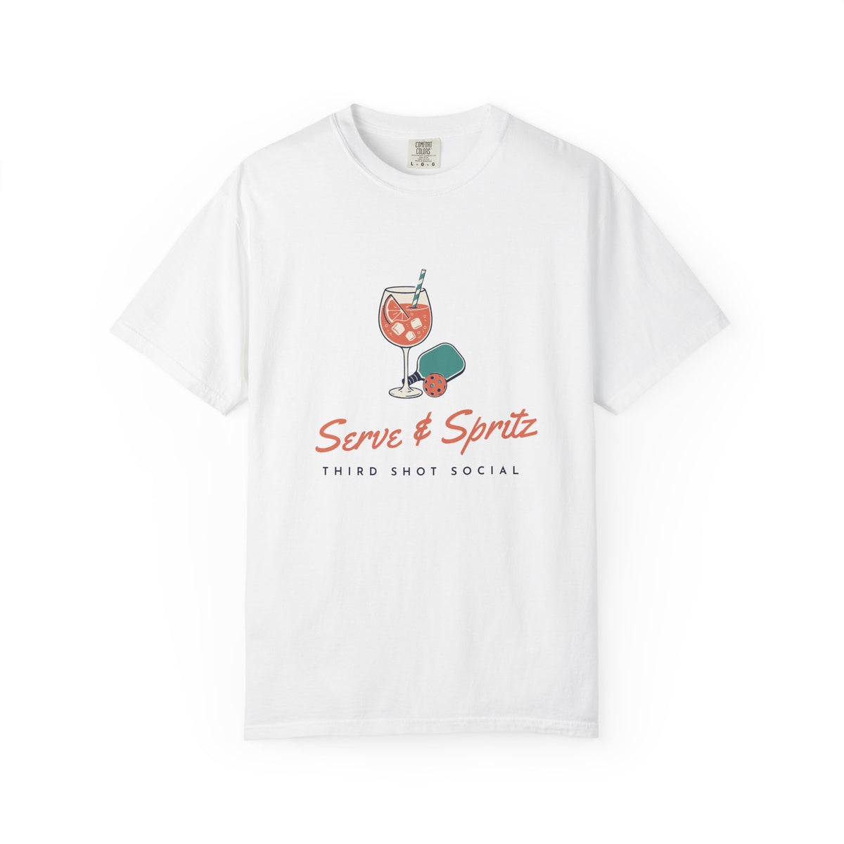 Serve & Spritz Tee in White, front view