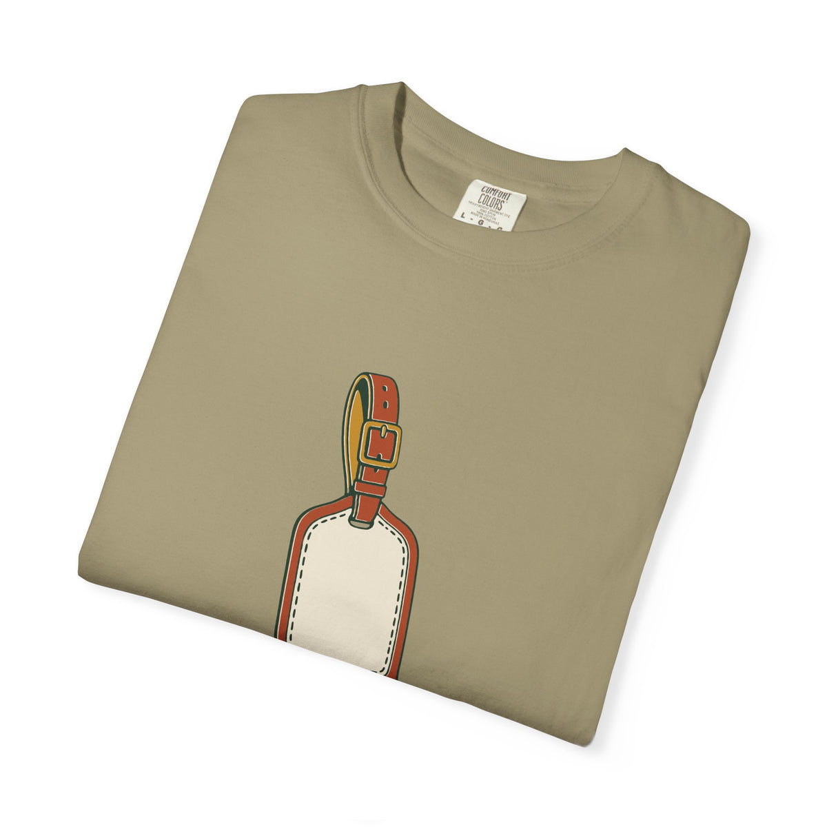 Bag Tag No. 18 Tee in Khaki, folded