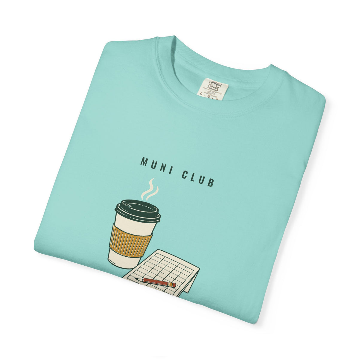 First Coffee Tee in Chalky Mint, folded