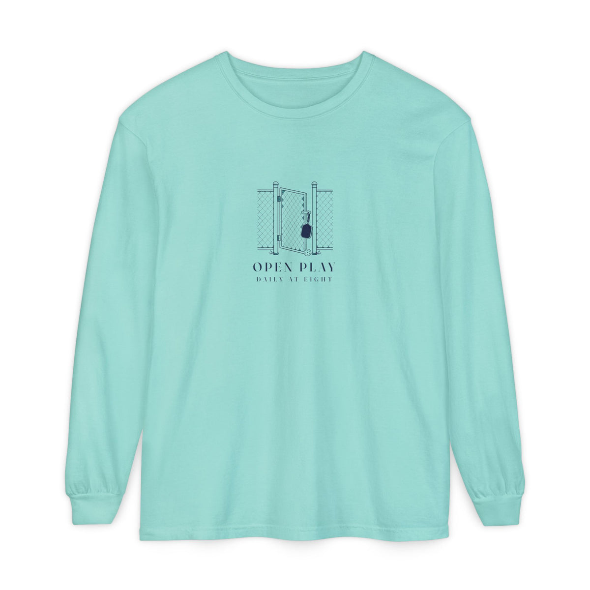 Court Gate Long Sleeve Tee in Chalky Mint, front view