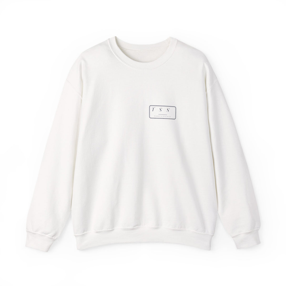 Monogram Shield Crewneck in White, front view