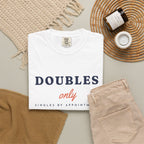 Doubles Only Tee in White, flat lay