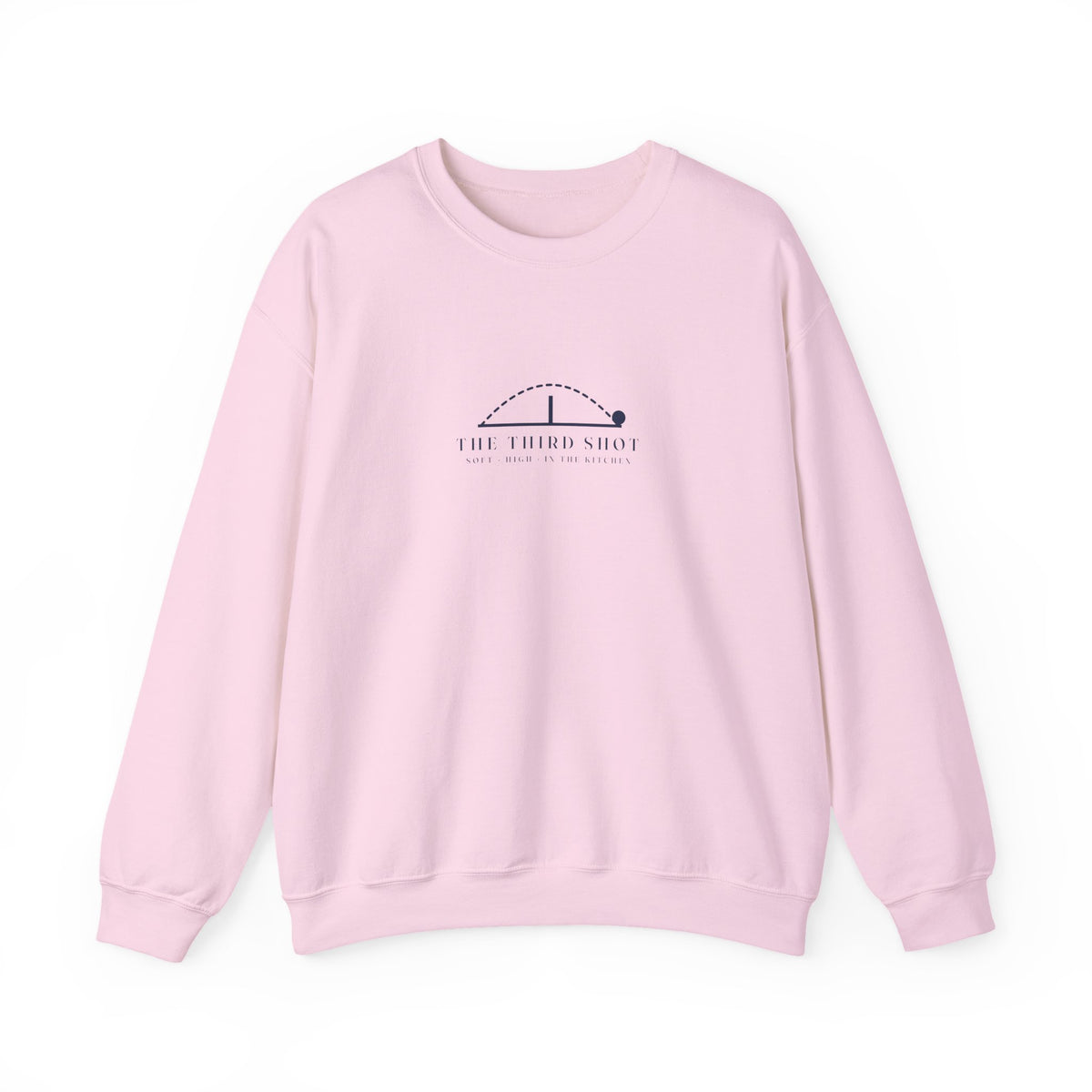 The Third Shot Crewneck in Light Pink, front view