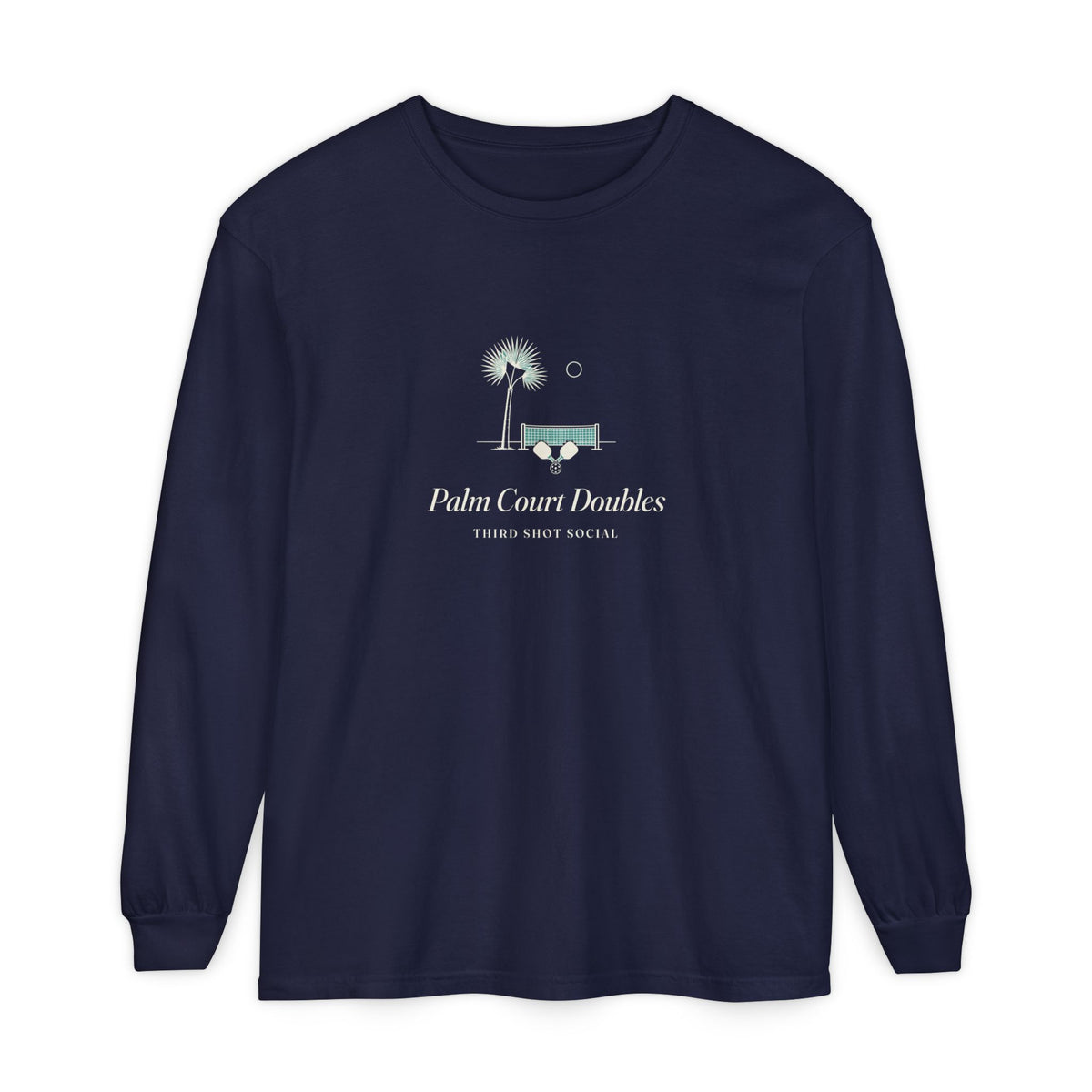 Palm Court Long Sleeve Tee in True Navy, front view