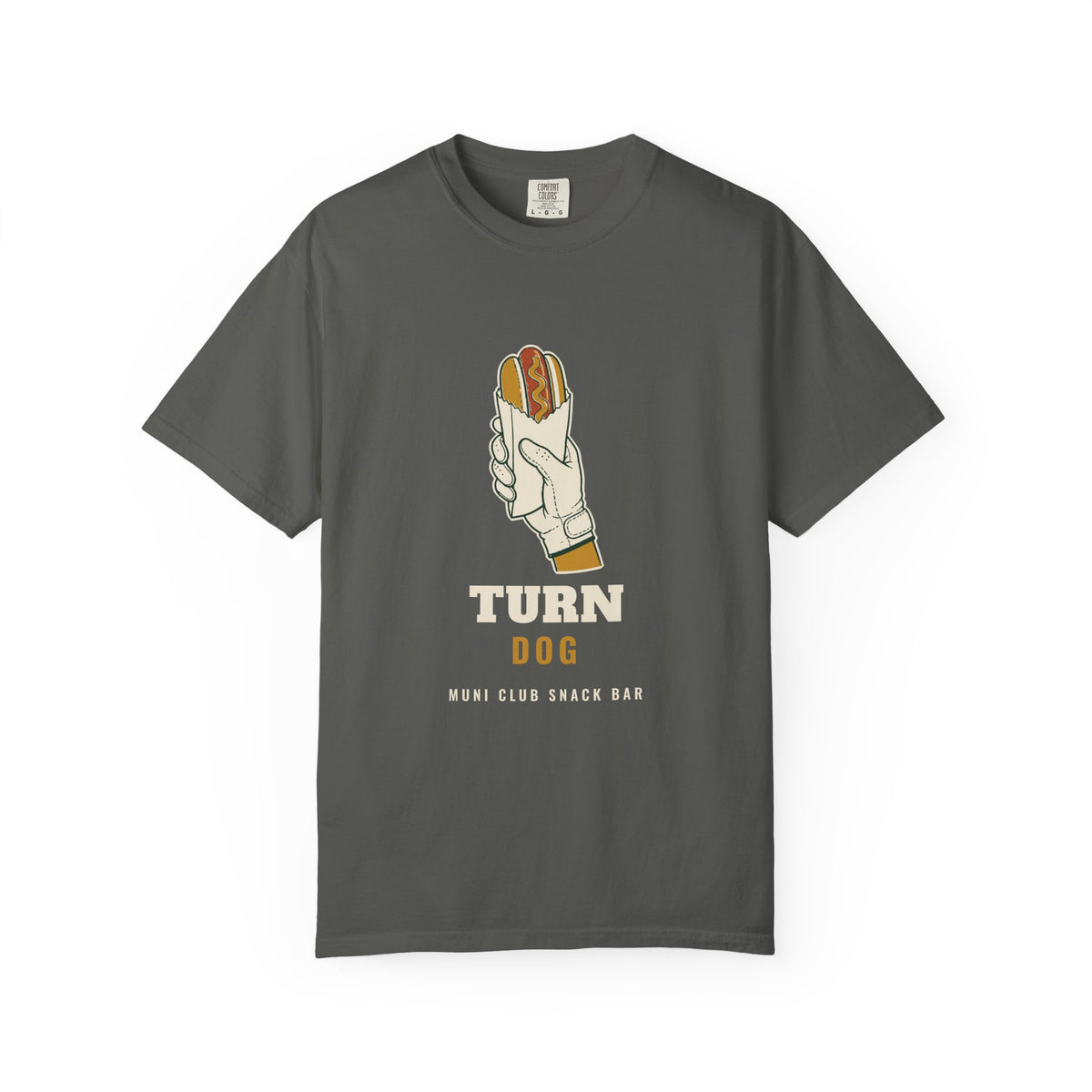 Turn Dog Tee in Pepper, front view