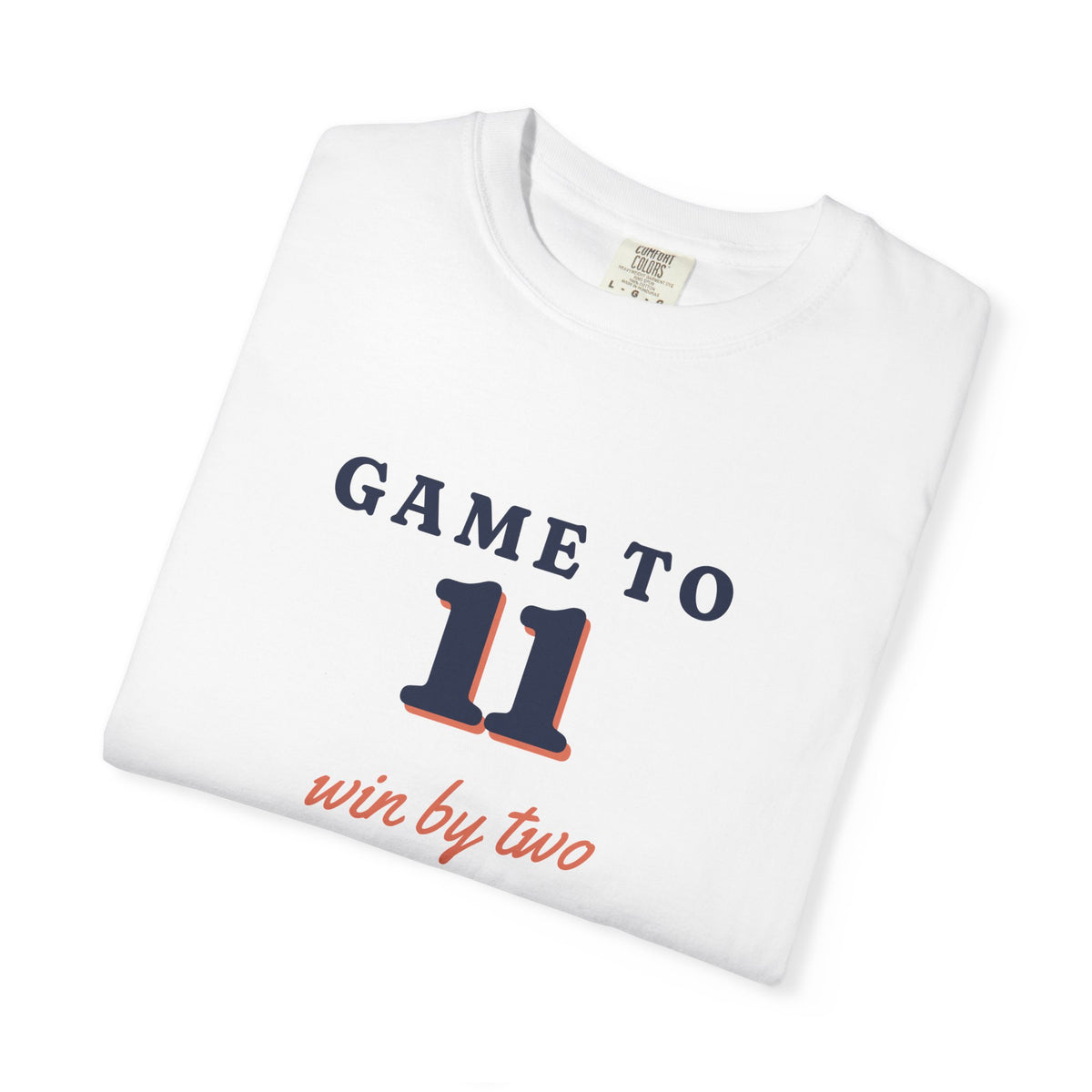 Game to Eleven Tee in White, folded
