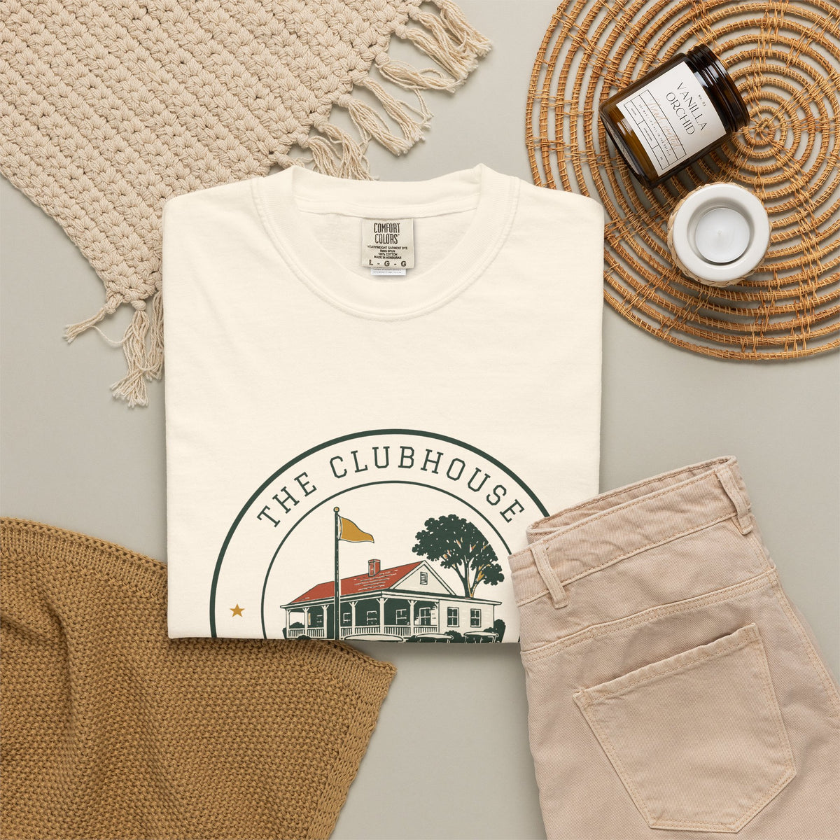 The Clubhouse Tee in Ivory, flat lay