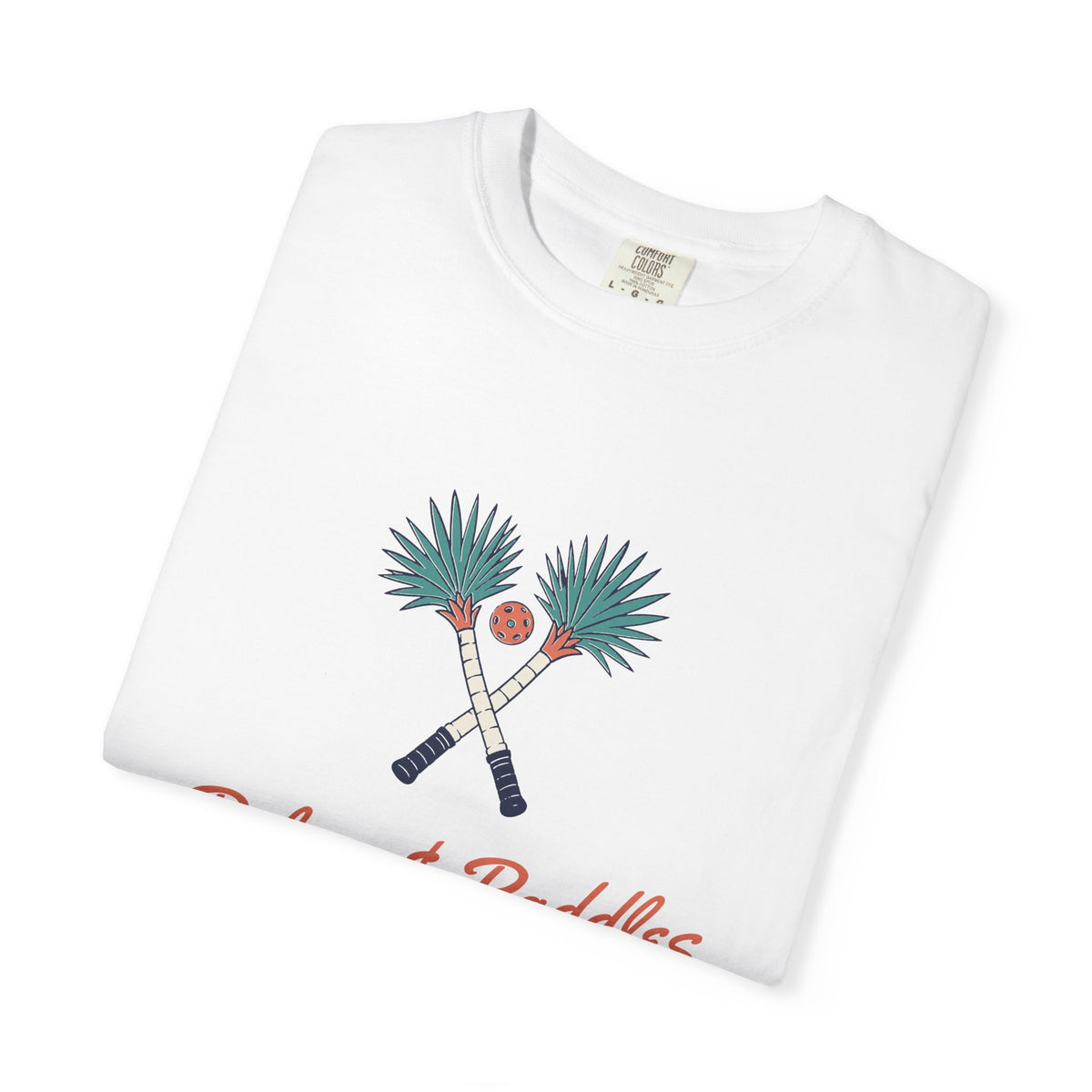 Palms & Paddles Tee in White, folded