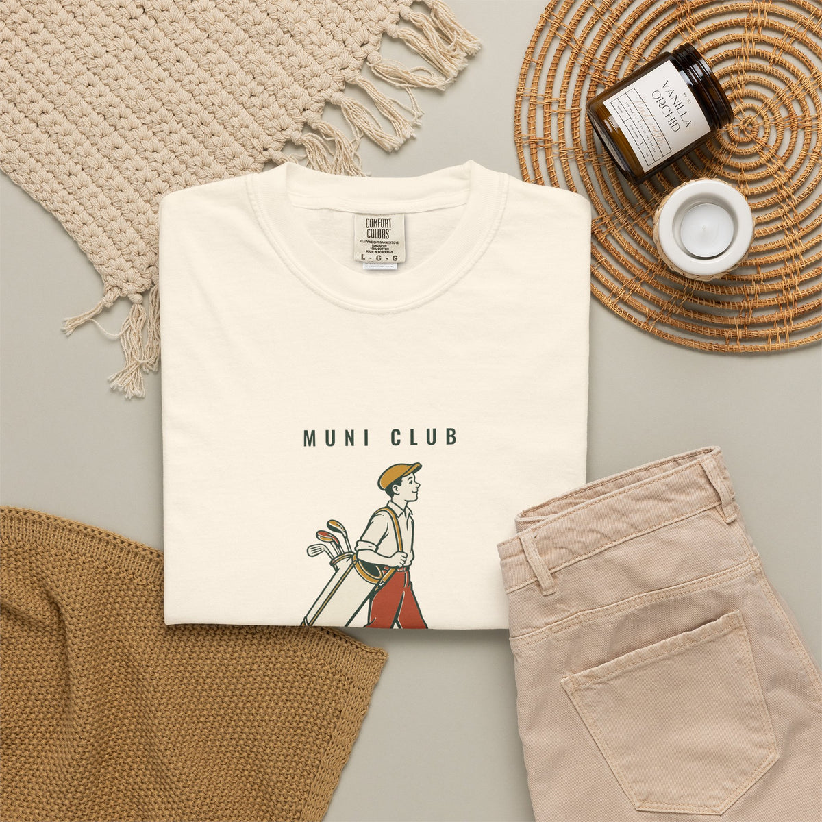Loop Tee in Ivory, flat lay