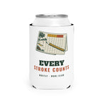 Every Stroke Counts Can Cooler in White, front view, second angle