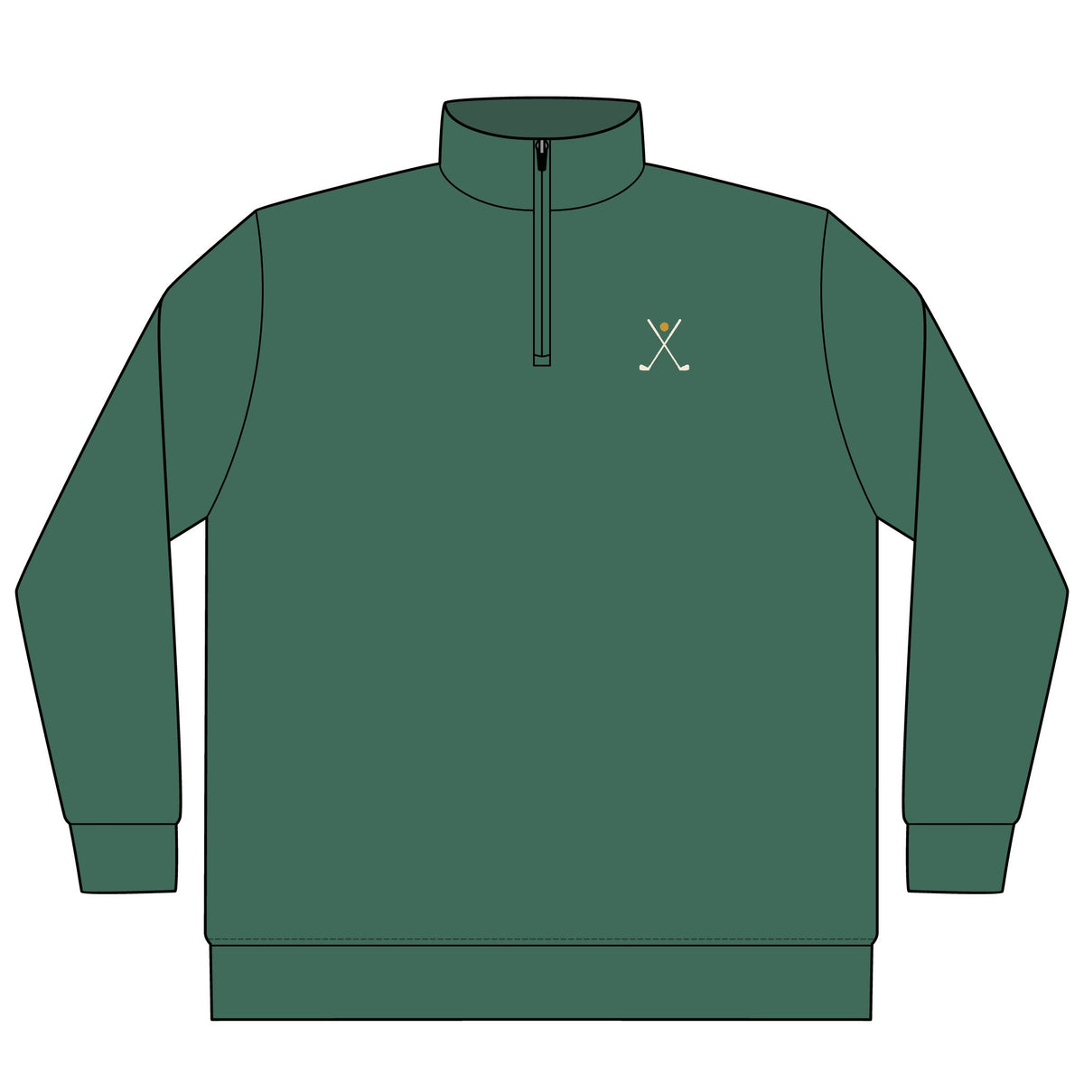 Crossed Irons Quarter-Zip in Alpine Green, front view