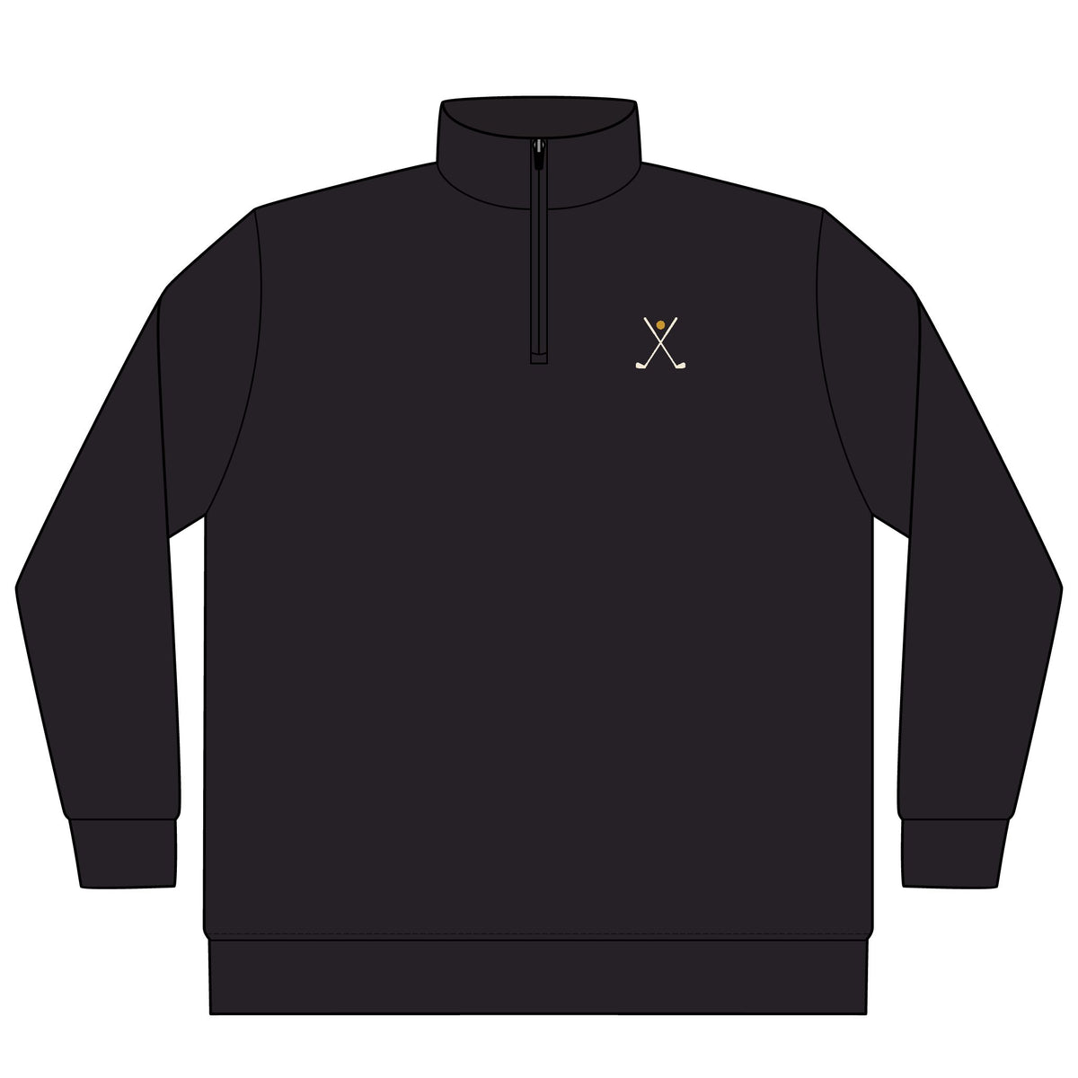 Crossed Irons Quarter-Zip in Black, front view