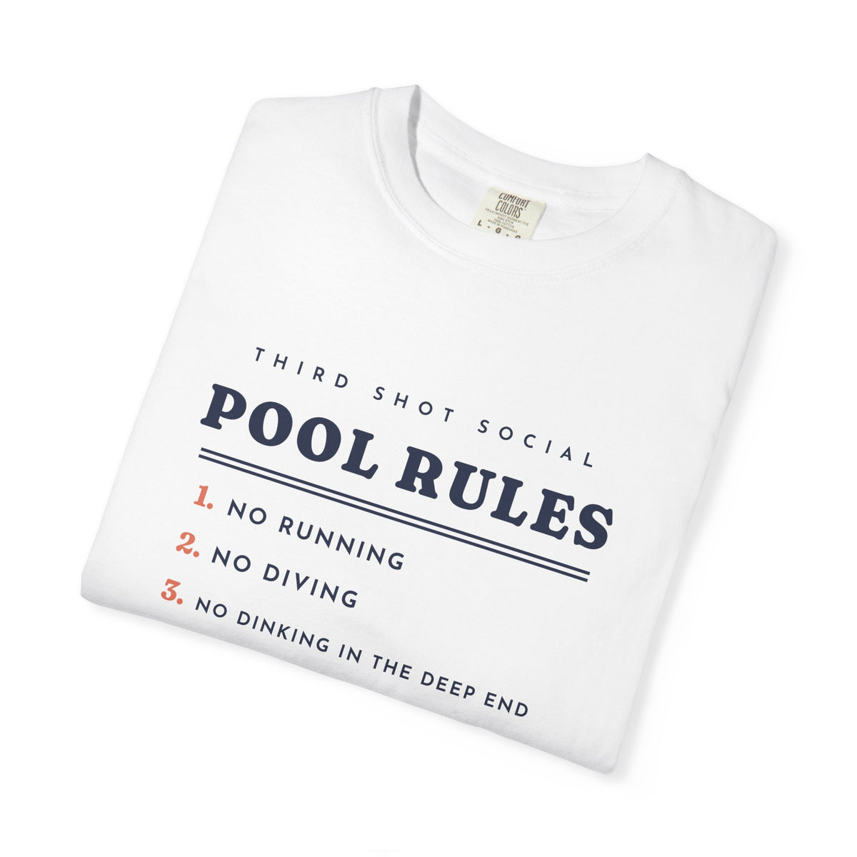 Pool Rules Tee in White, folded