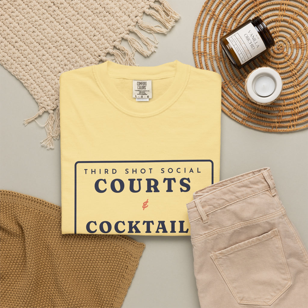 Courts & Cocktails Tee in Butter, flat lay