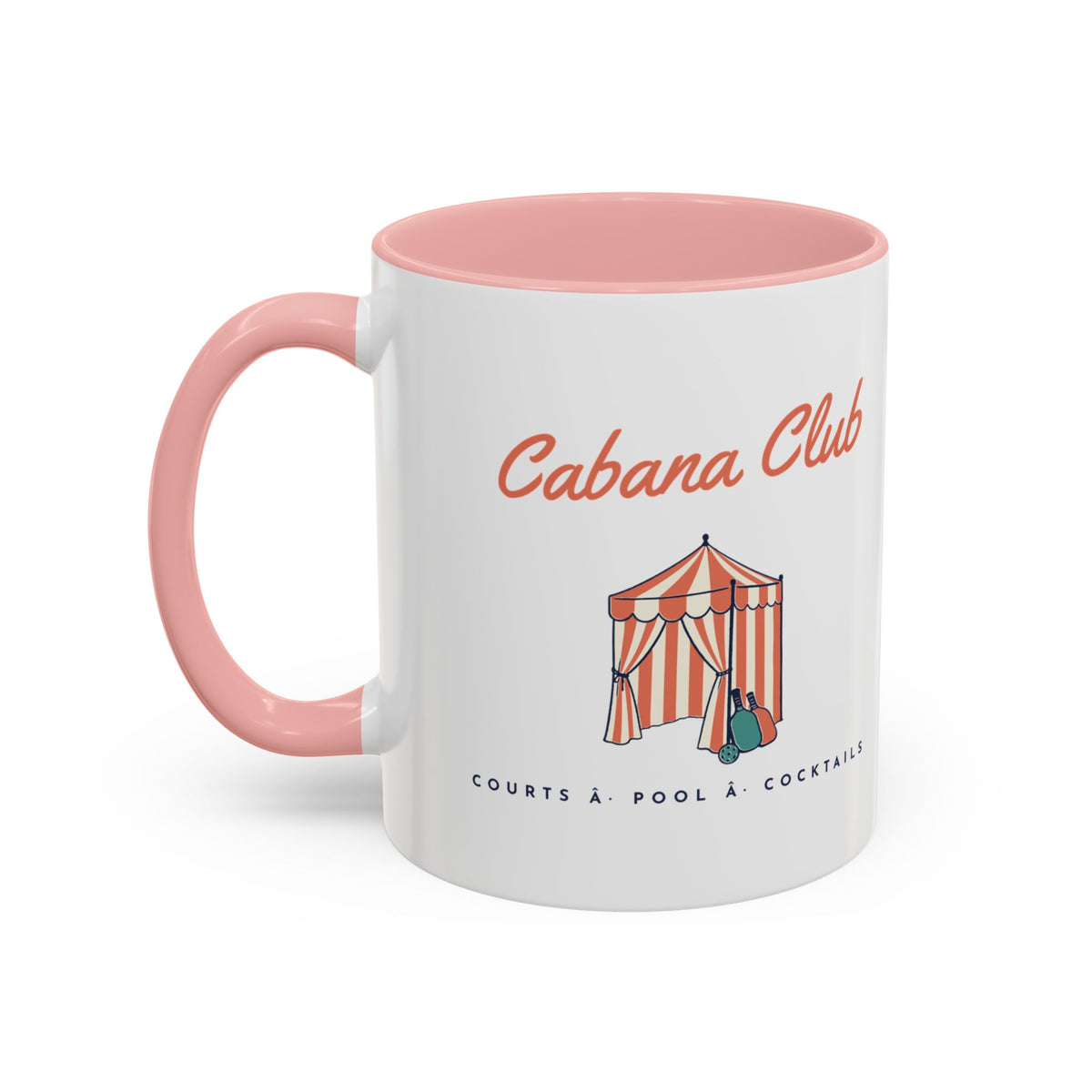 Cabana Club Mug in Pink, design, handle left