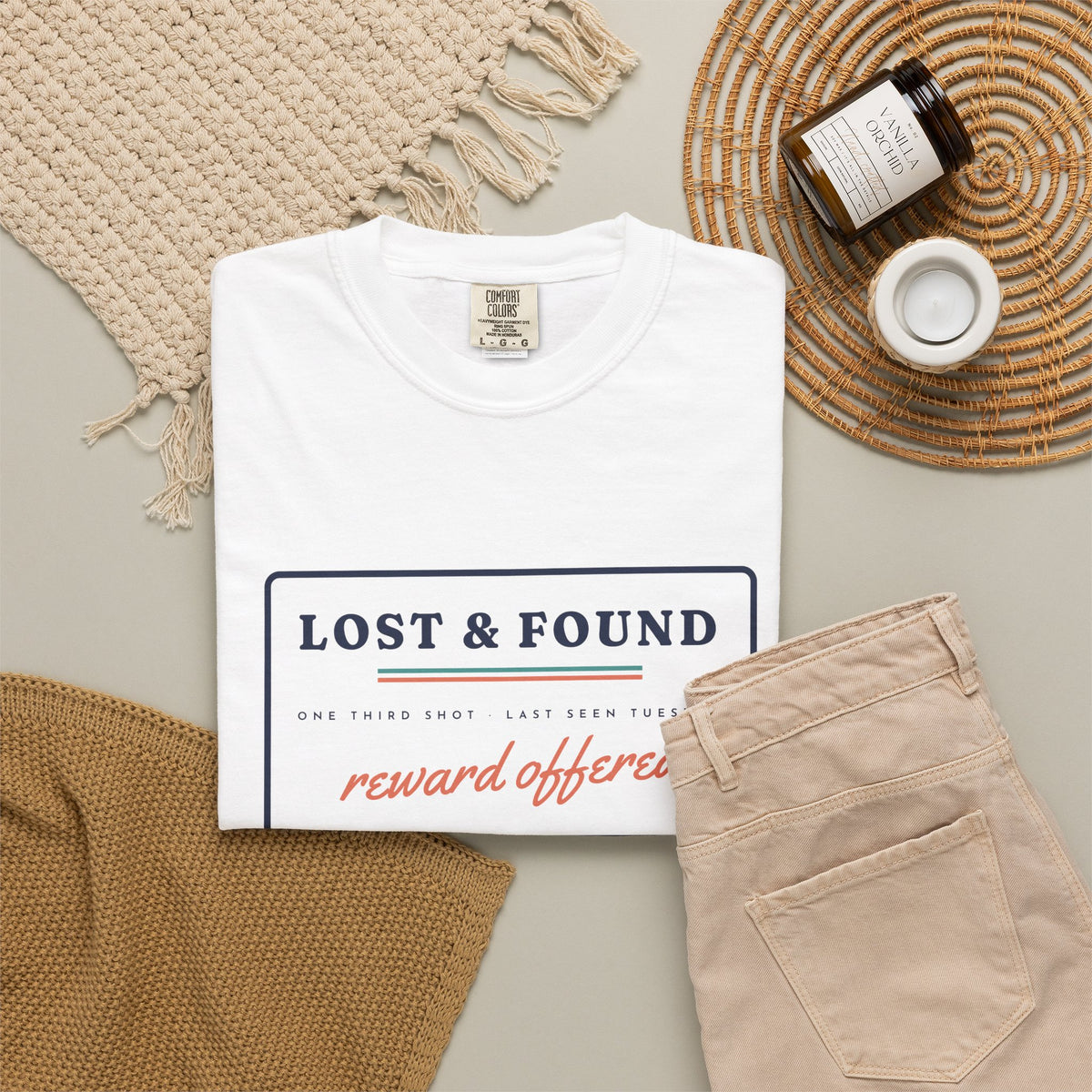 Lost & Found Tee in White, flat lay