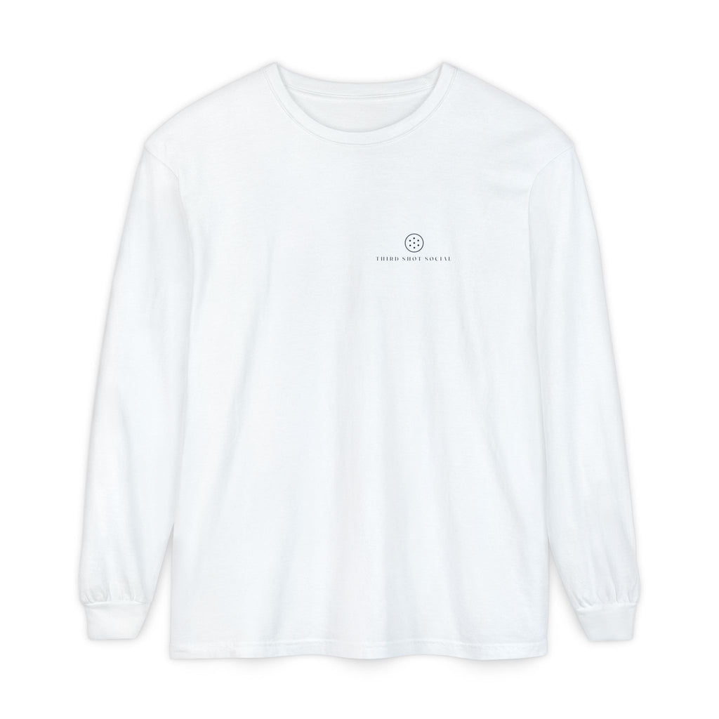 Ball Mark Long Sleeve Tee in White, front view