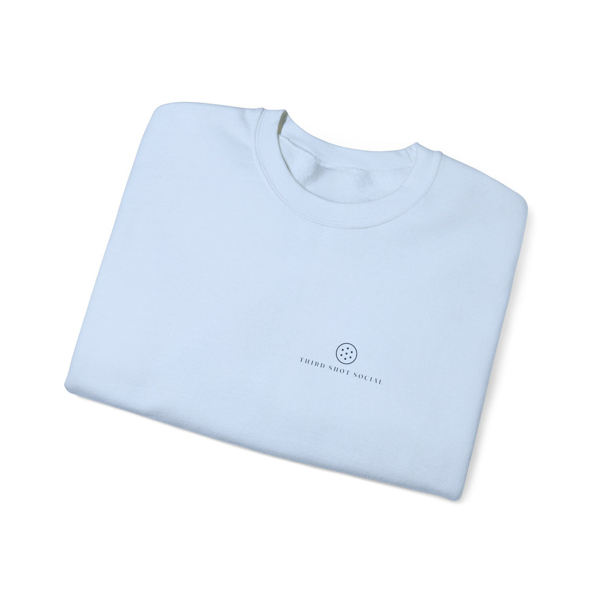 Ball Mark Crewneck in Light Blue, folded