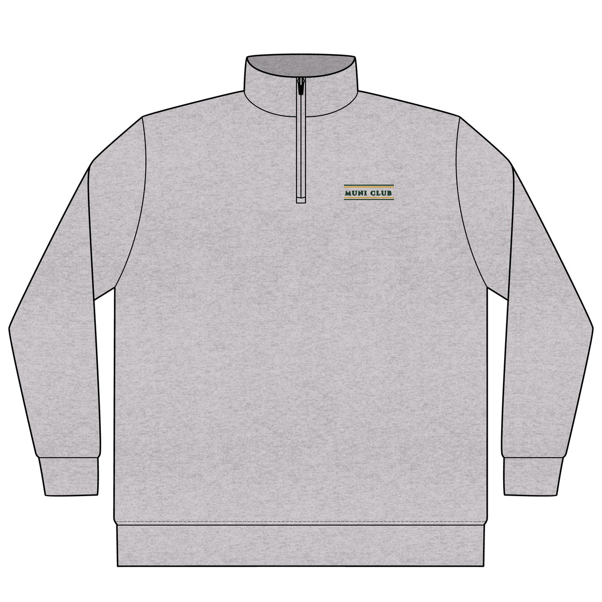 Club Stripe Quarter-Zip in Grey Heather, front view