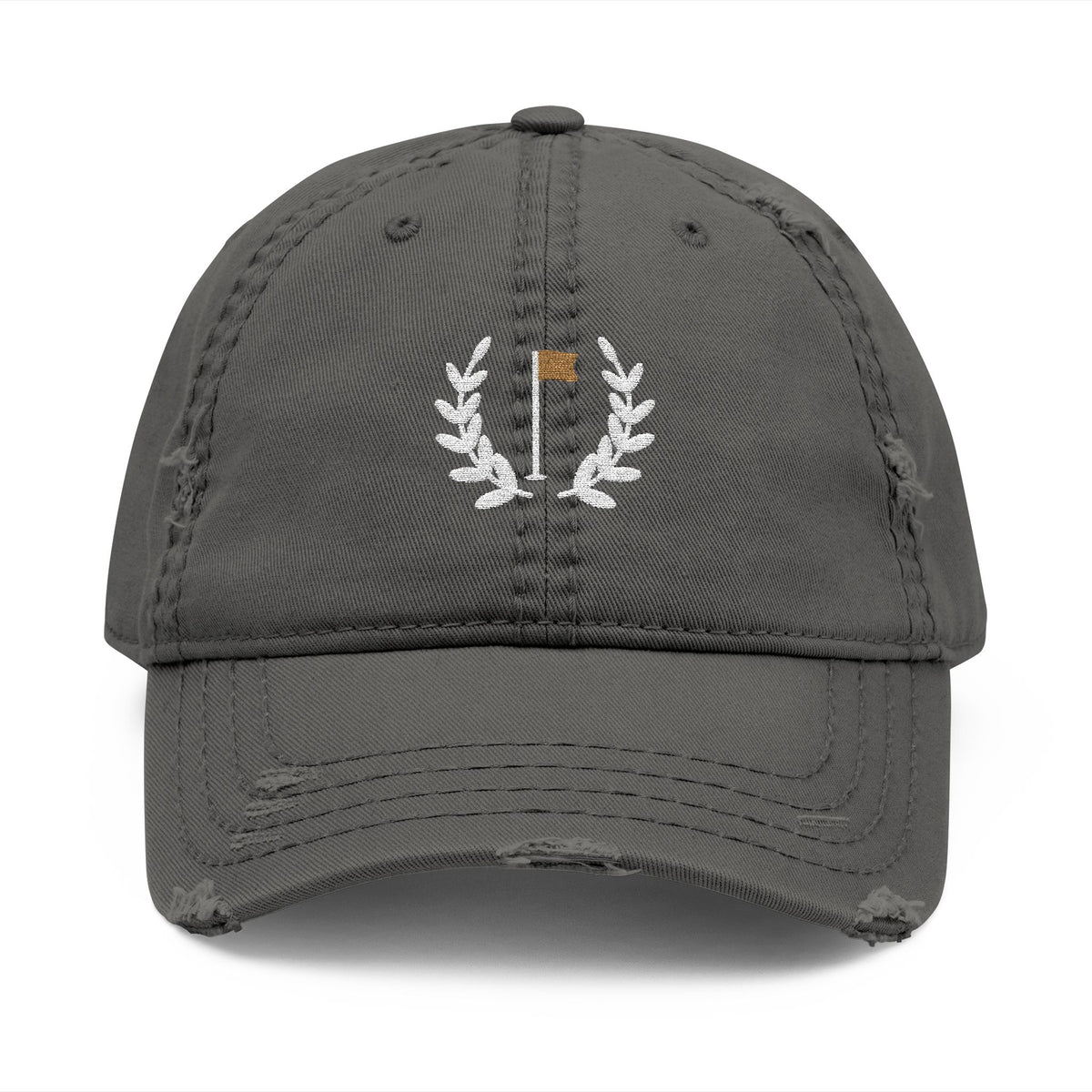 Laurel Flag Dad Hat in Charcoal Grey, front view