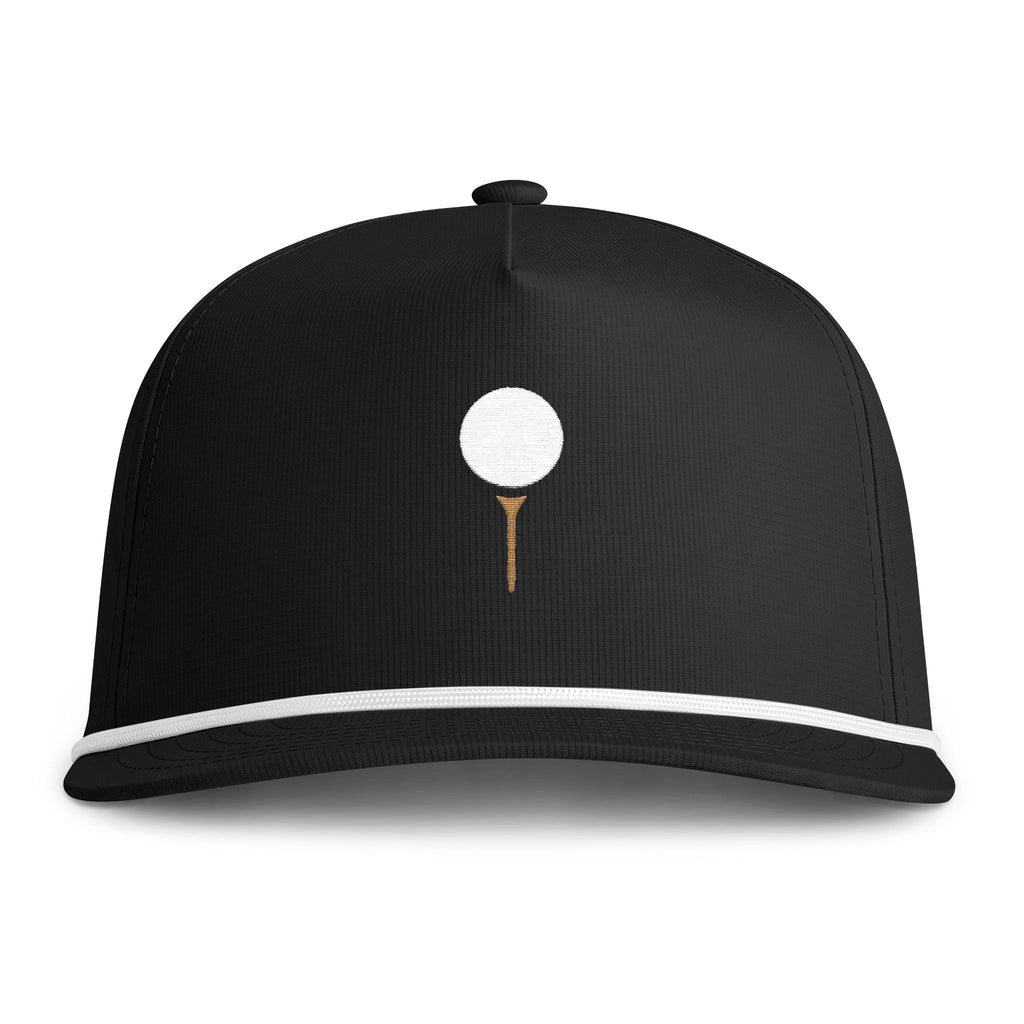 Tee & Ball Rope Cap in Black, front view