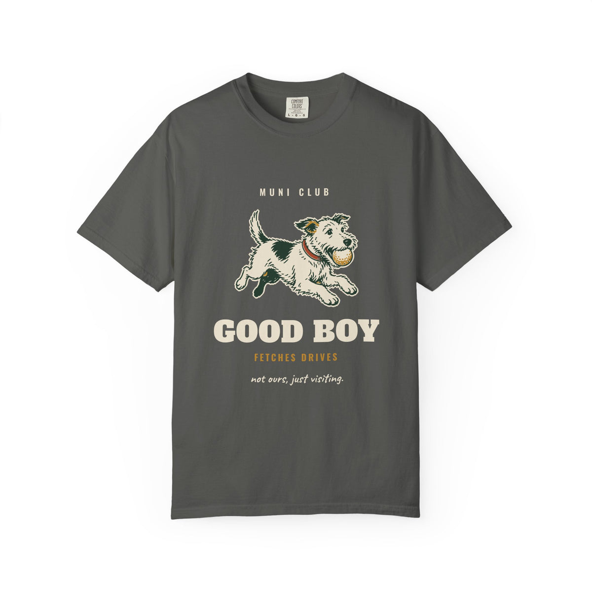 Good Boy Tee in Pepper, front view
