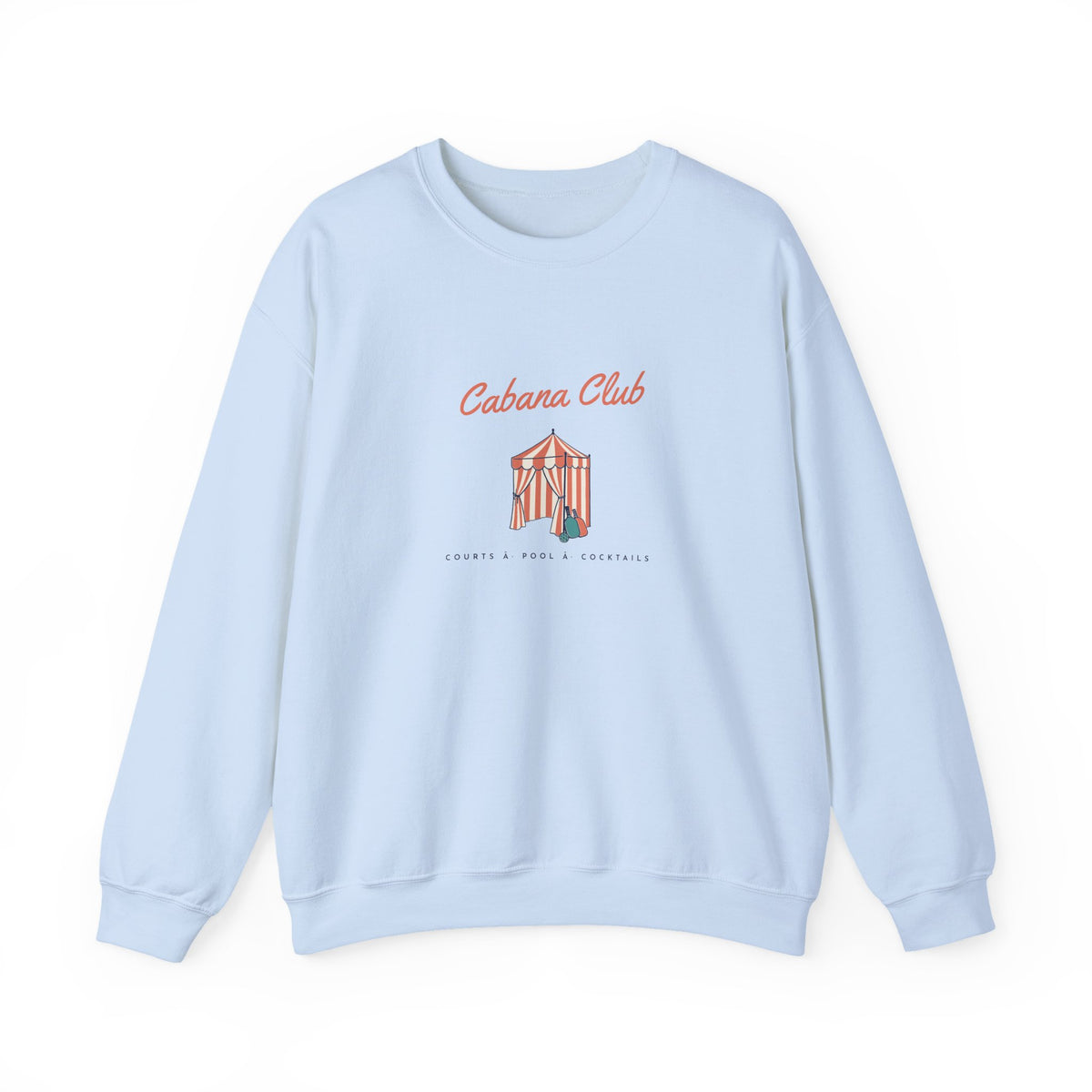 Cabana Club Crewneck in Light Blue, front view