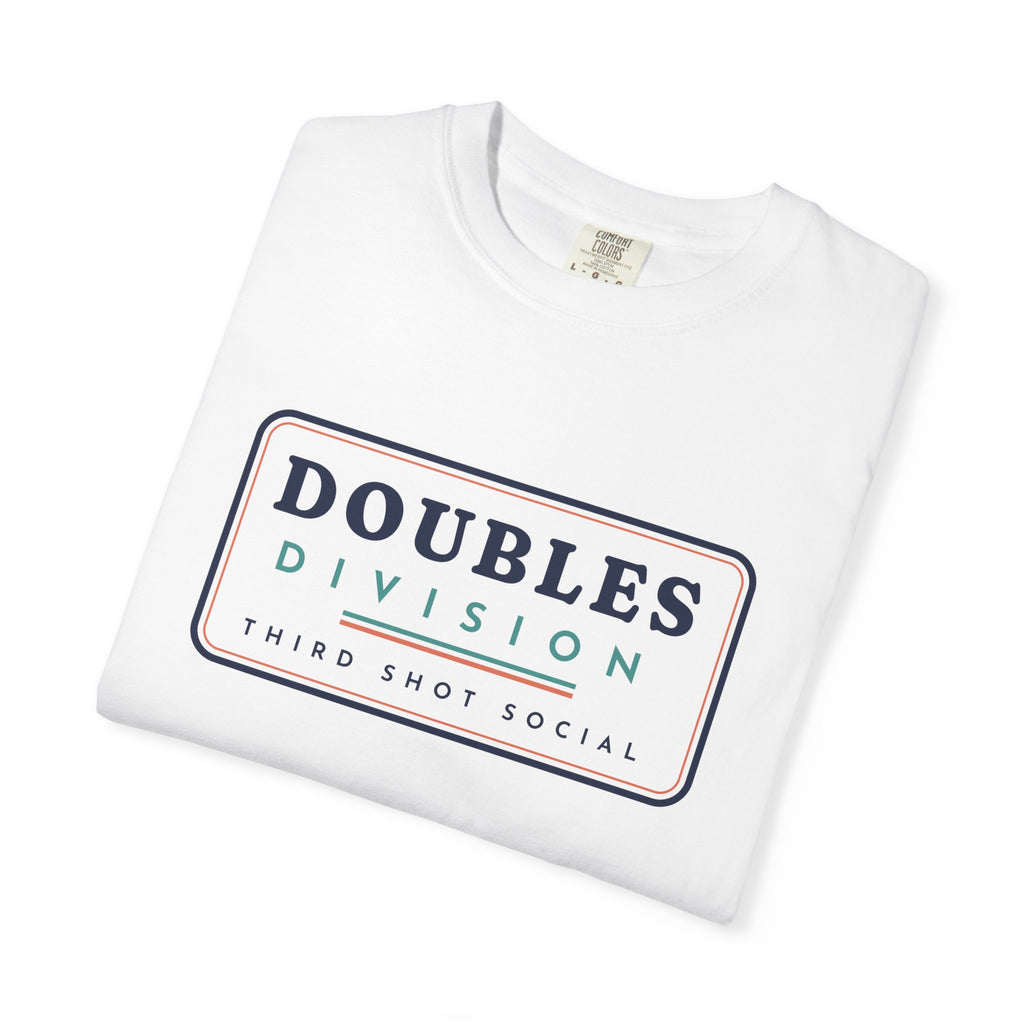 Doubles Division Tee in White, folded
