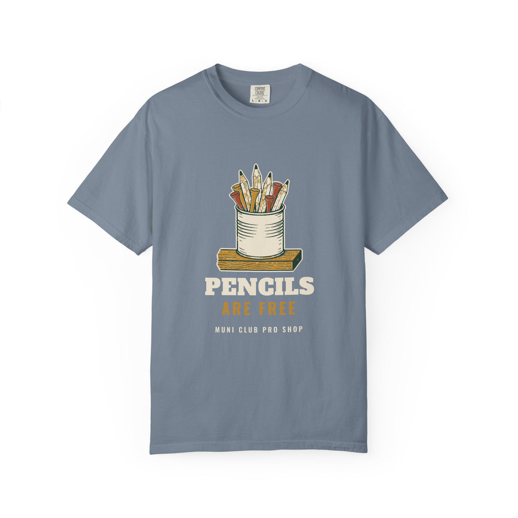 Pencils Are Free Tee in Blue Jean, front view