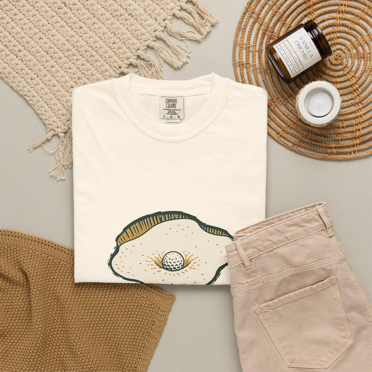 Fried Egg Tee in Ivory, flat lay