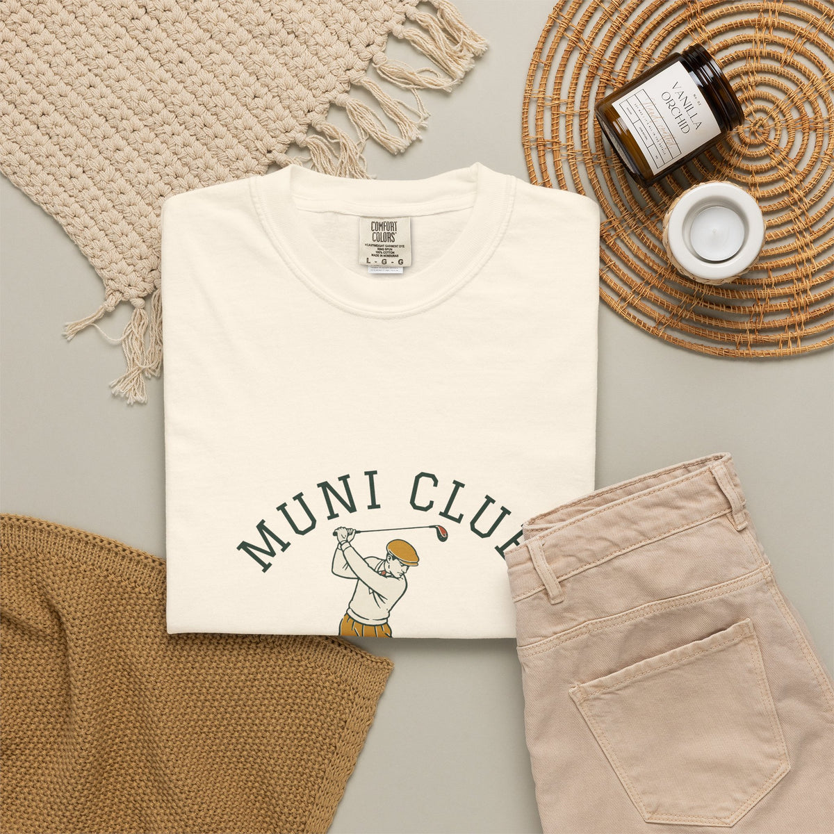 Swing Easy Tee in Ivory, flat lay