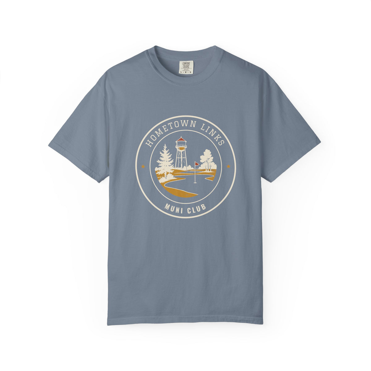 Hometown Links Tee in Blue Jean, front view