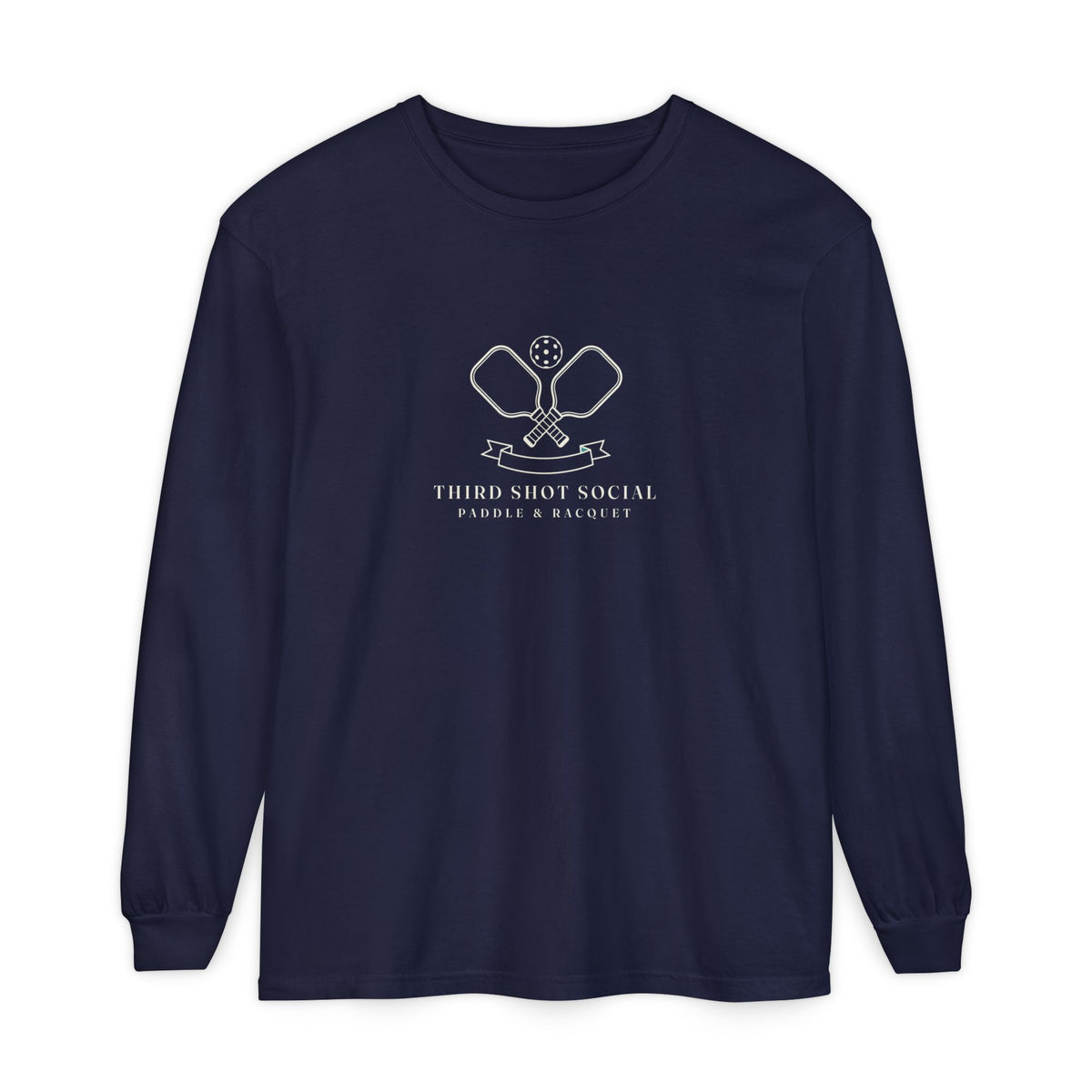 Paddle Crest Long Sleeve Tee in True Navy, front view