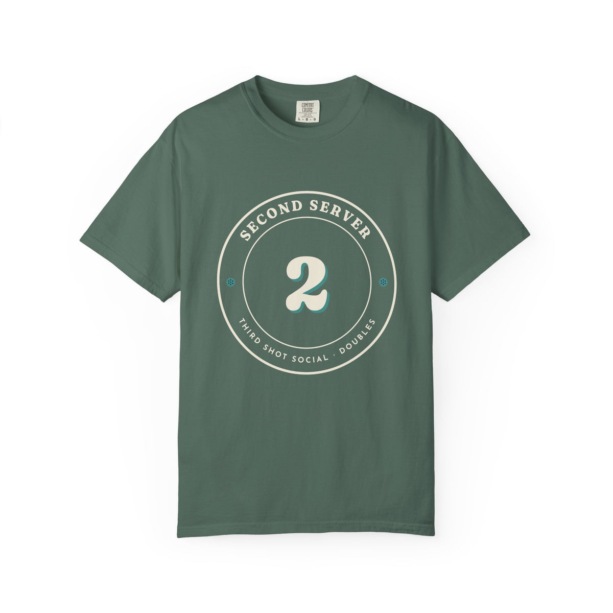 Second Server Tee in Blue Spruce, front view