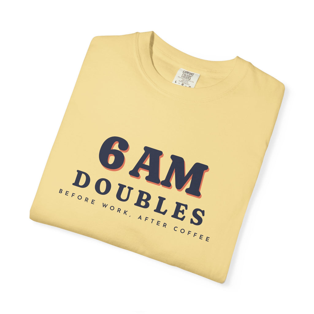 6 AM Doubles Tee in Butter, folded