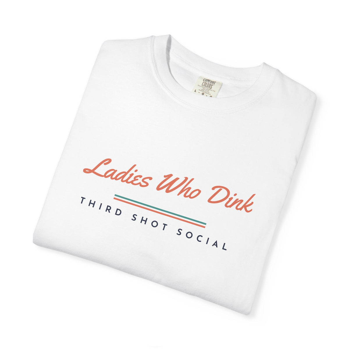 Ladies Who Dink Tee in White, folded