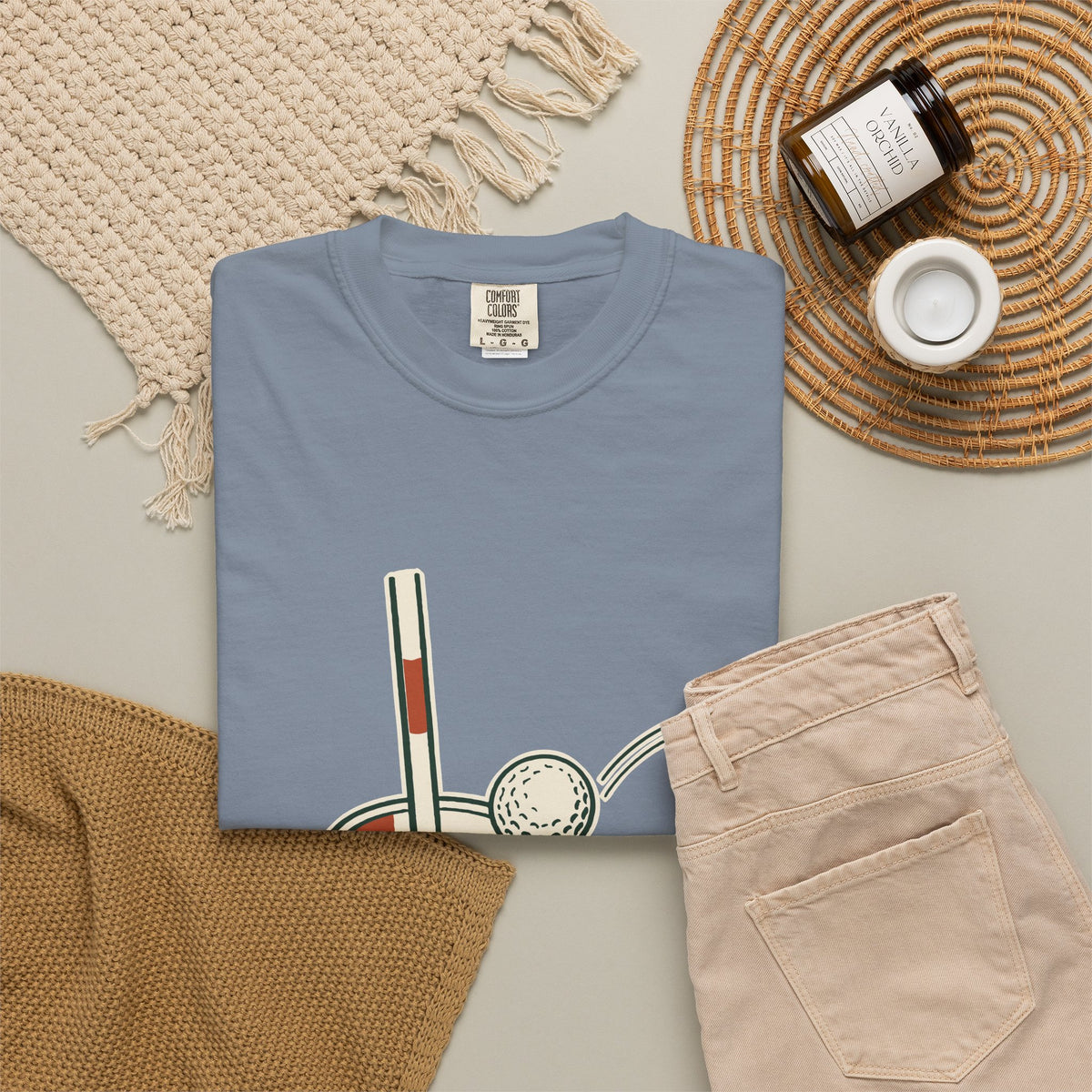 Lip Out Tee in Blue Jean, flat lay