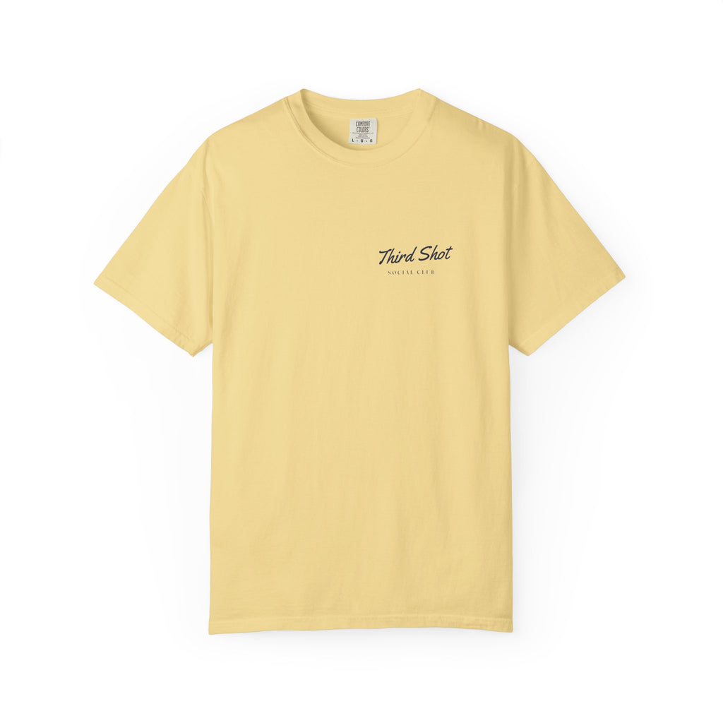 Script Chest Mark Tee in Butter, front view