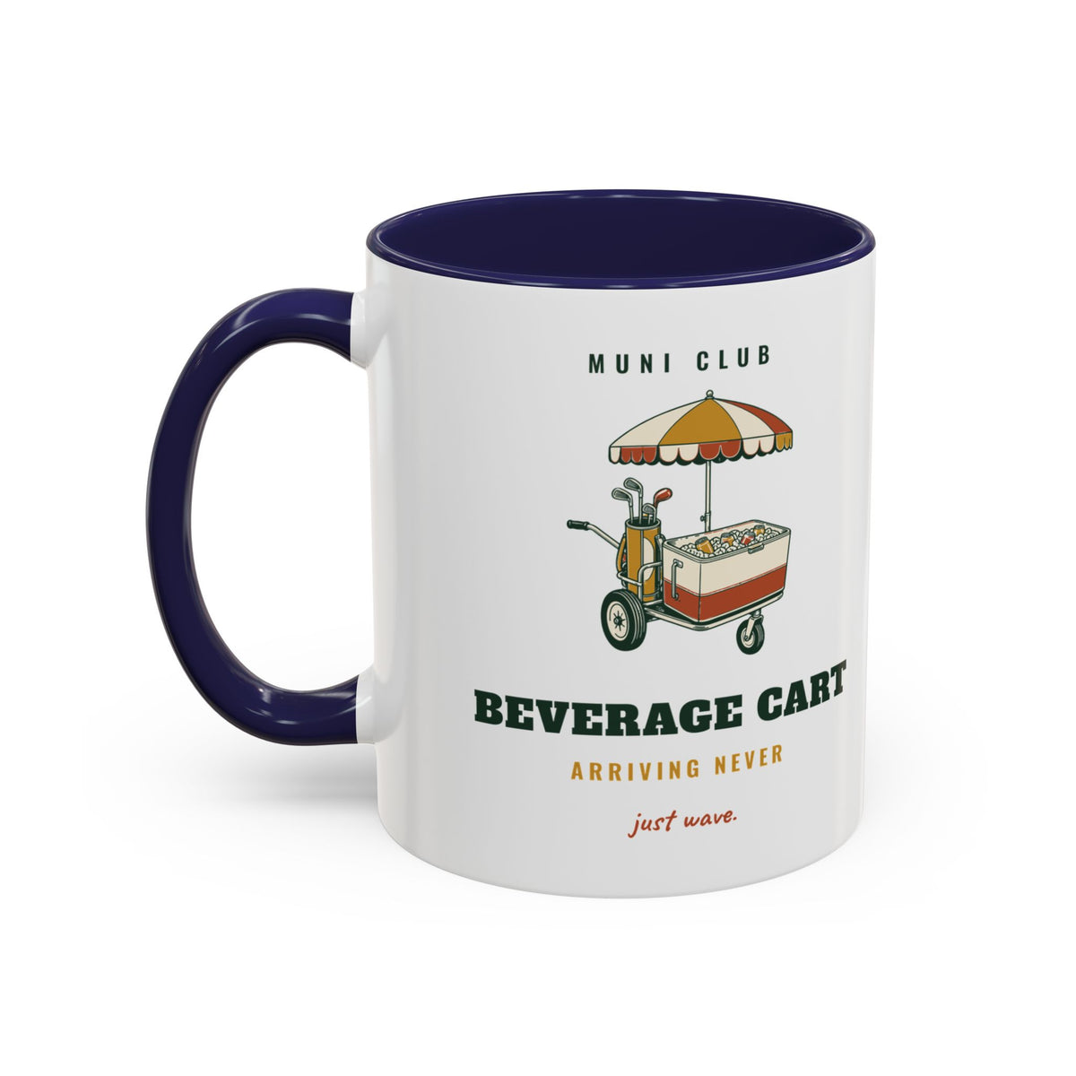 Beverage Cart Mug in Navy, design, handle left
