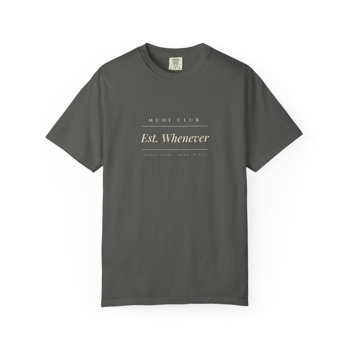 Est. Whenever Tee in Pepper, front view