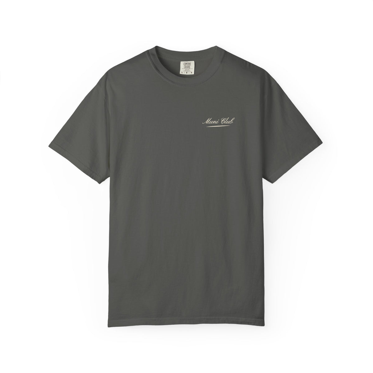Script Chest Mark Tee in Pepper, front view