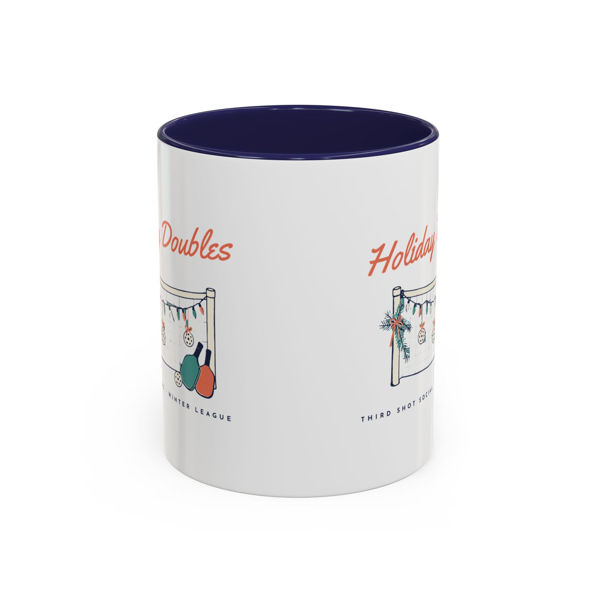 Holiday Doubles Mug in Navy, corner view