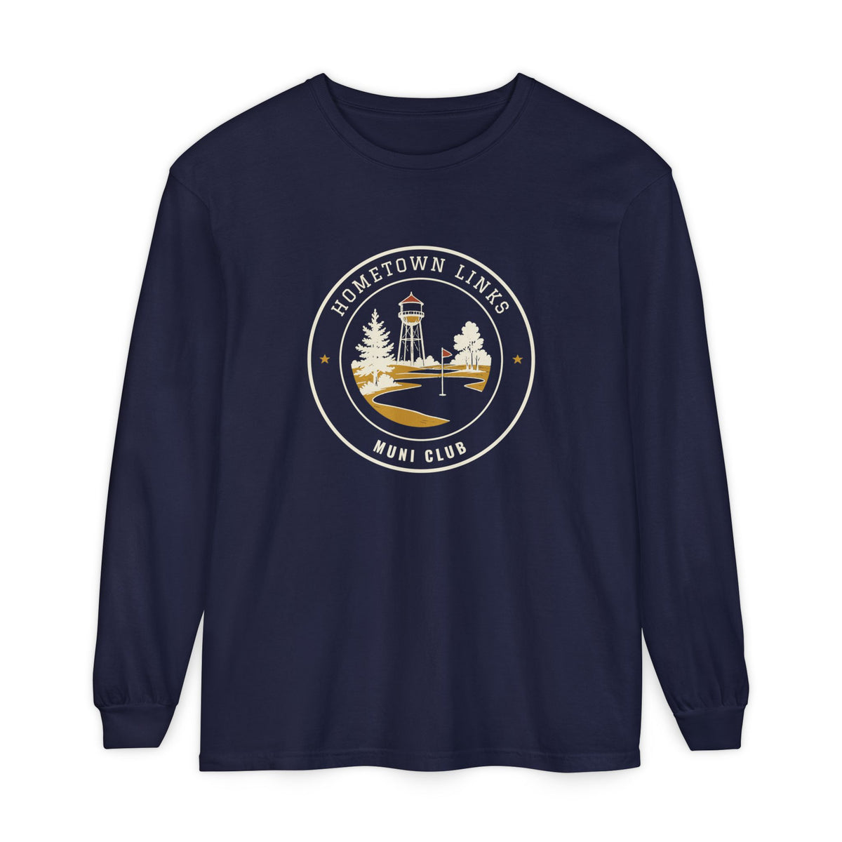 Hometown Links Long Sleeve Tee in True Navy, front view
