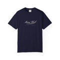 Muni Club Script Tee in True Navy, front view