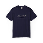 Muni Club Script Tee in True Navy, front view