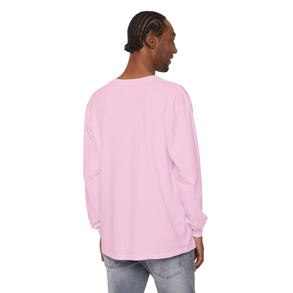 Club Seal Long Sleeve Tee in Blossom, on model, back view