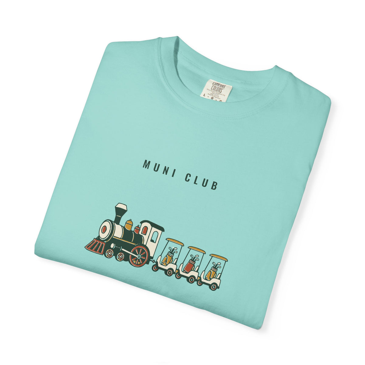 Bogey Train Tee in Chalky Mint, folded