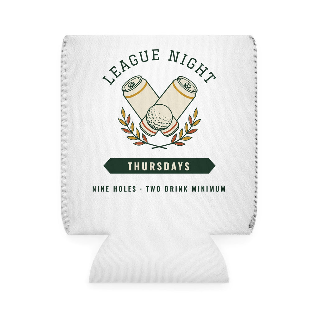 League Night Can Cooler in White, back view